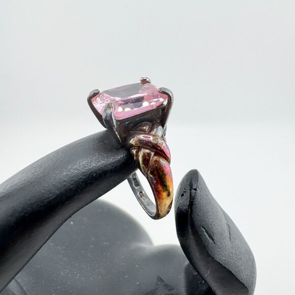 Vintage Pink Rhinestone Cocktail Ring Art Deco Revival Statement Glamour Regency - Picture 3 of 8